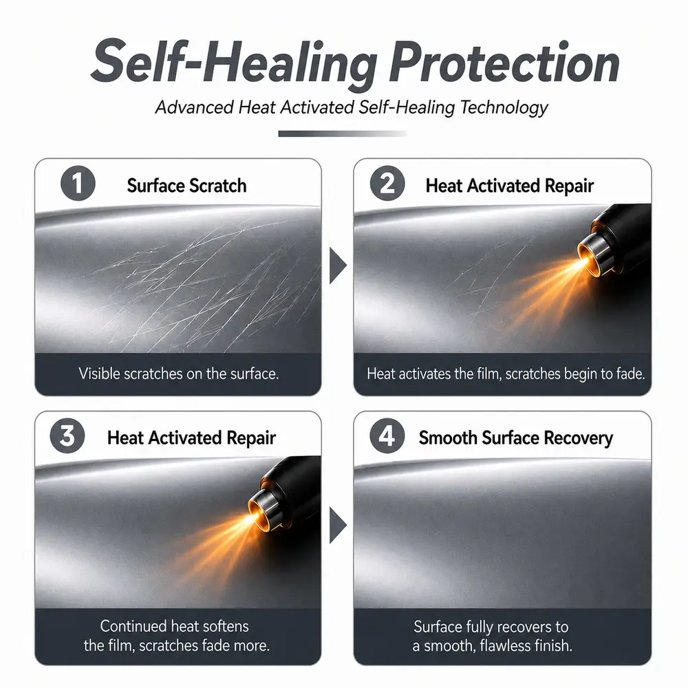 TPU Matte Liquid Metal Space Silver Color PPF Self-adhesive Car Protection Film