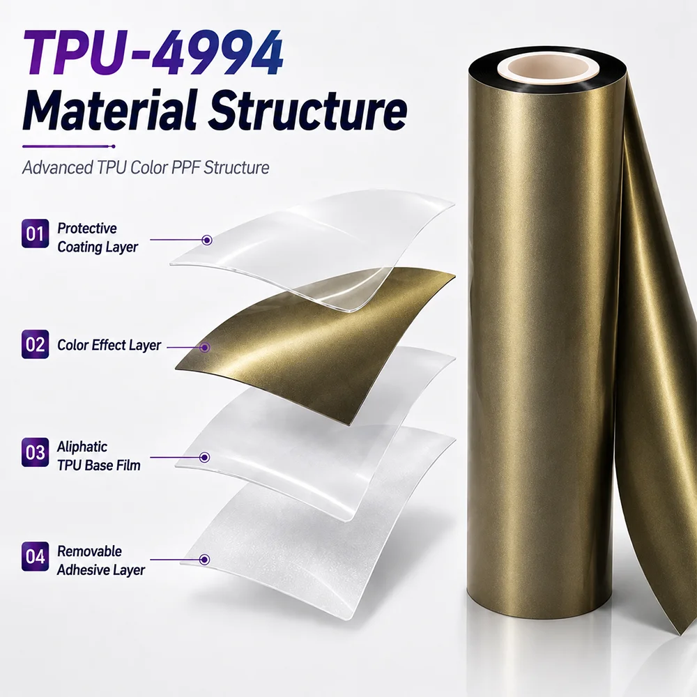 TPU Matte Liquid Shadow Gold Color PPF Self-adhesive Car Protection Film