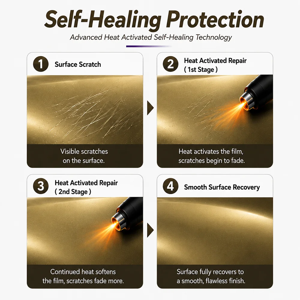 TPU Matte Liquid Shadow Gold Color PPF Self-adhesive Car Protection Film
