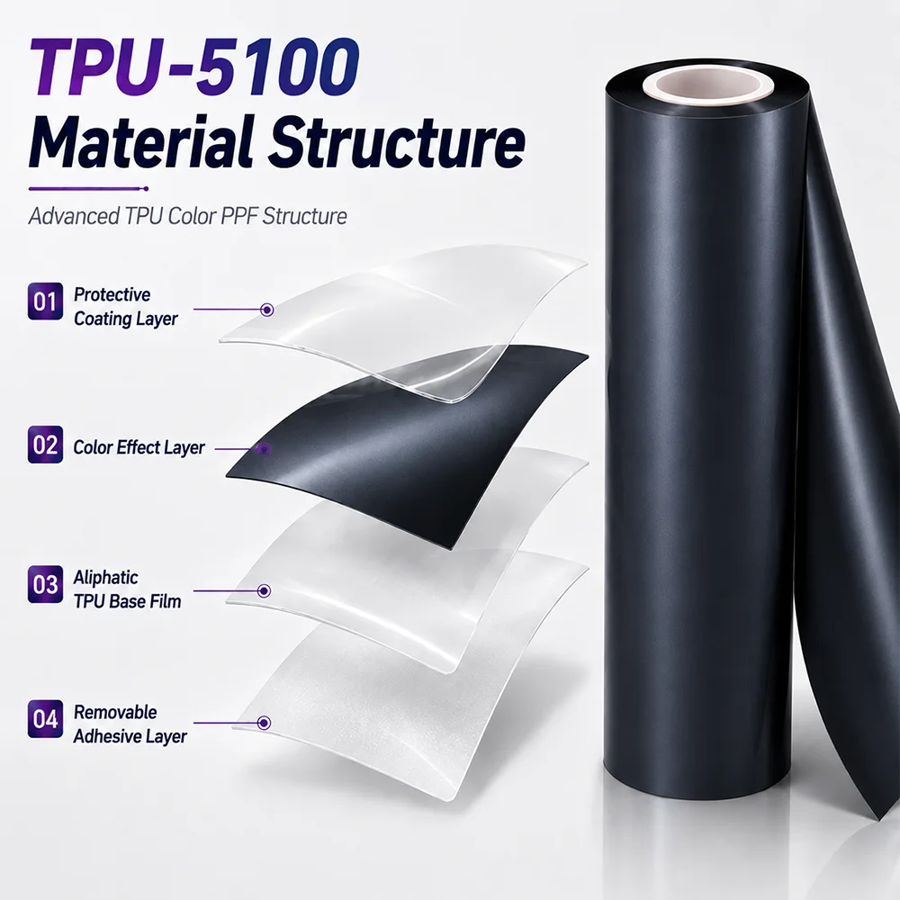 TPU Matte Metal Space Grey Color PPF Self-adhesive Car Protection Film