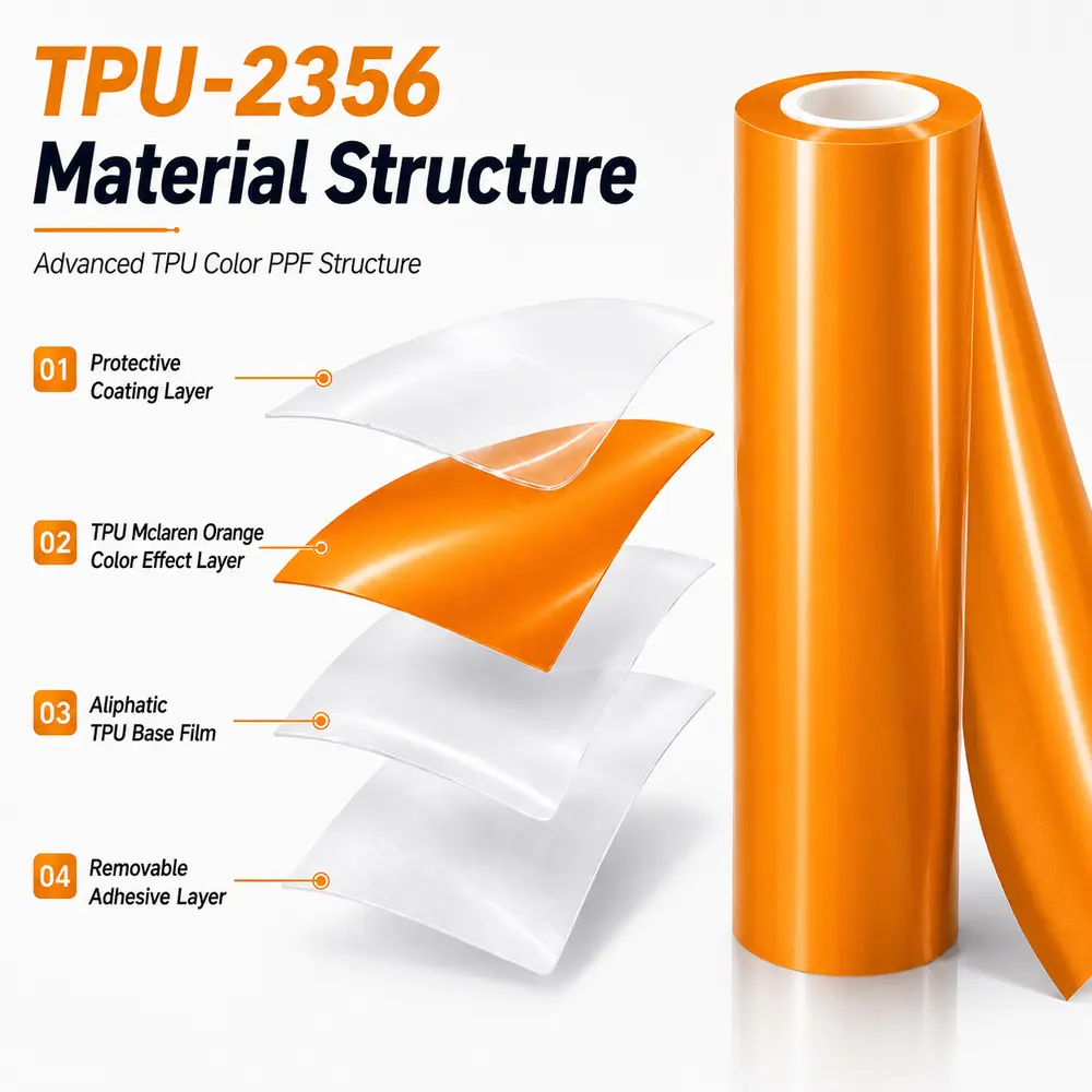 TPU Mclaren Orange Color PPF Self-adhesive Car Protection Film