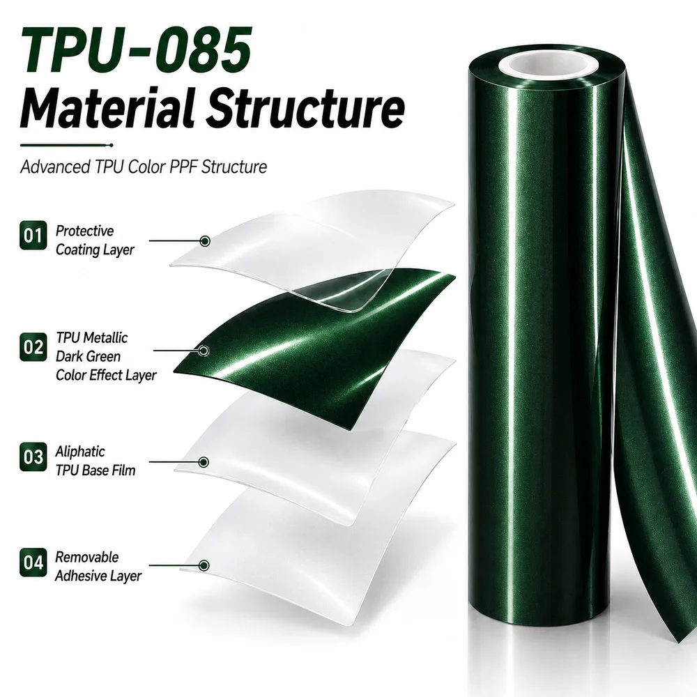TPU Metallic Dark Green Color PPF Car Paint Protective Film