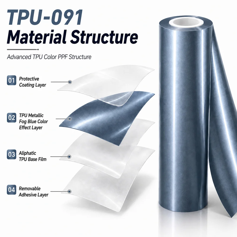 TPU Metallic Fog Blue Color PPF