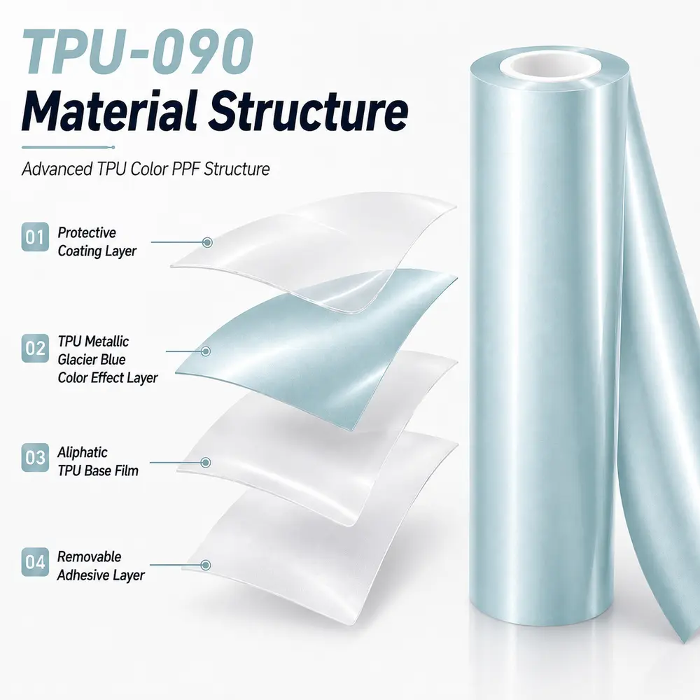 TPU Metallic Glacier Blue Color PPF Paint Protective Film For Car