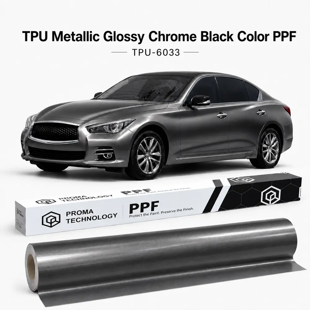 TPU Metallic Glossy Chrome Black Color PPF-Main image