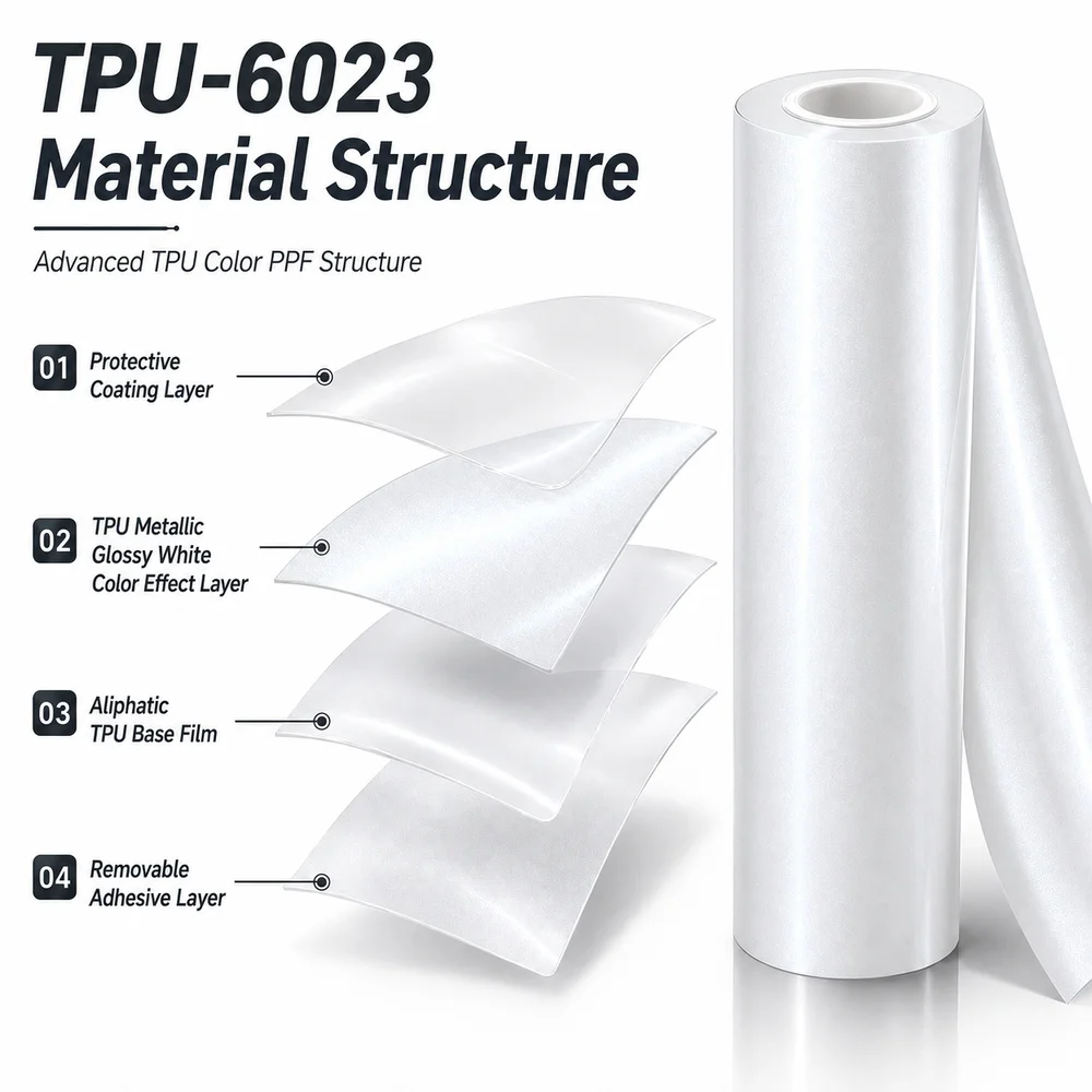 TPU Metallic Glossy White Color PPF Film For Car