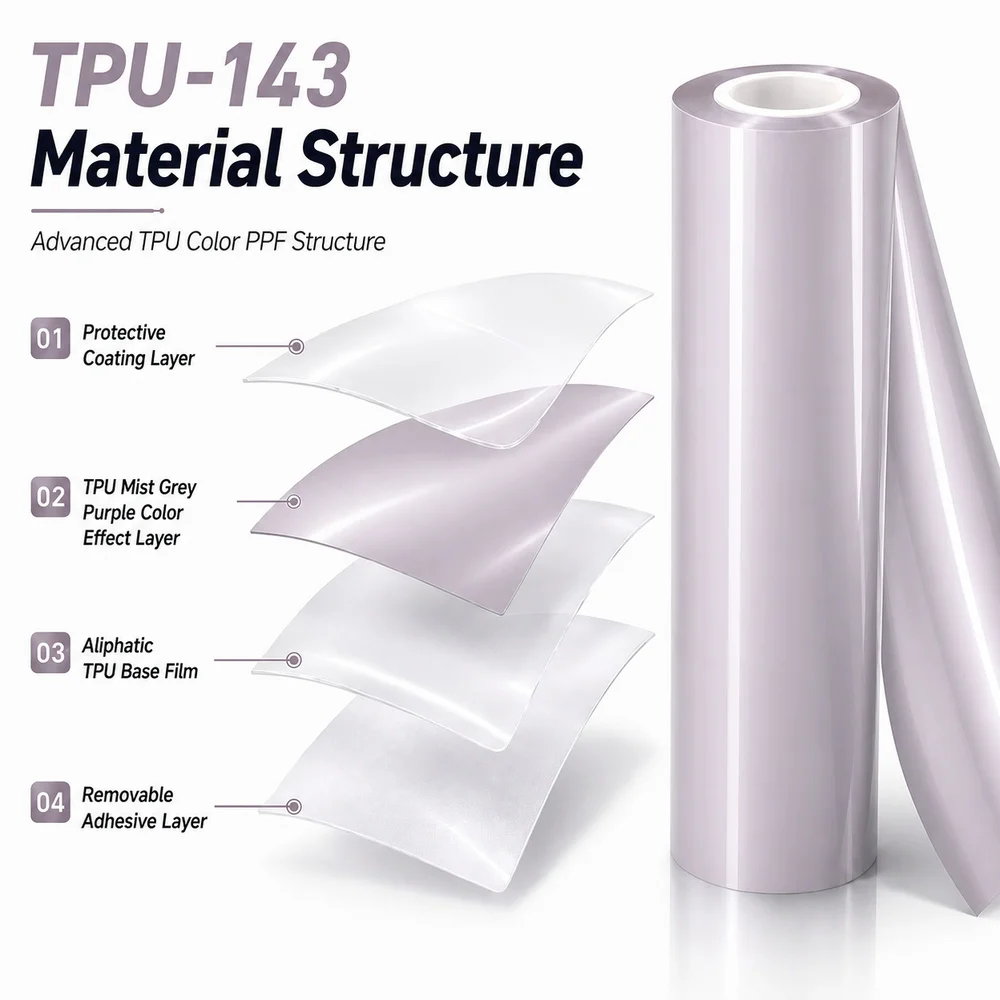 TPU Mist Grey Purple Color PPF Car Paint Protective Film