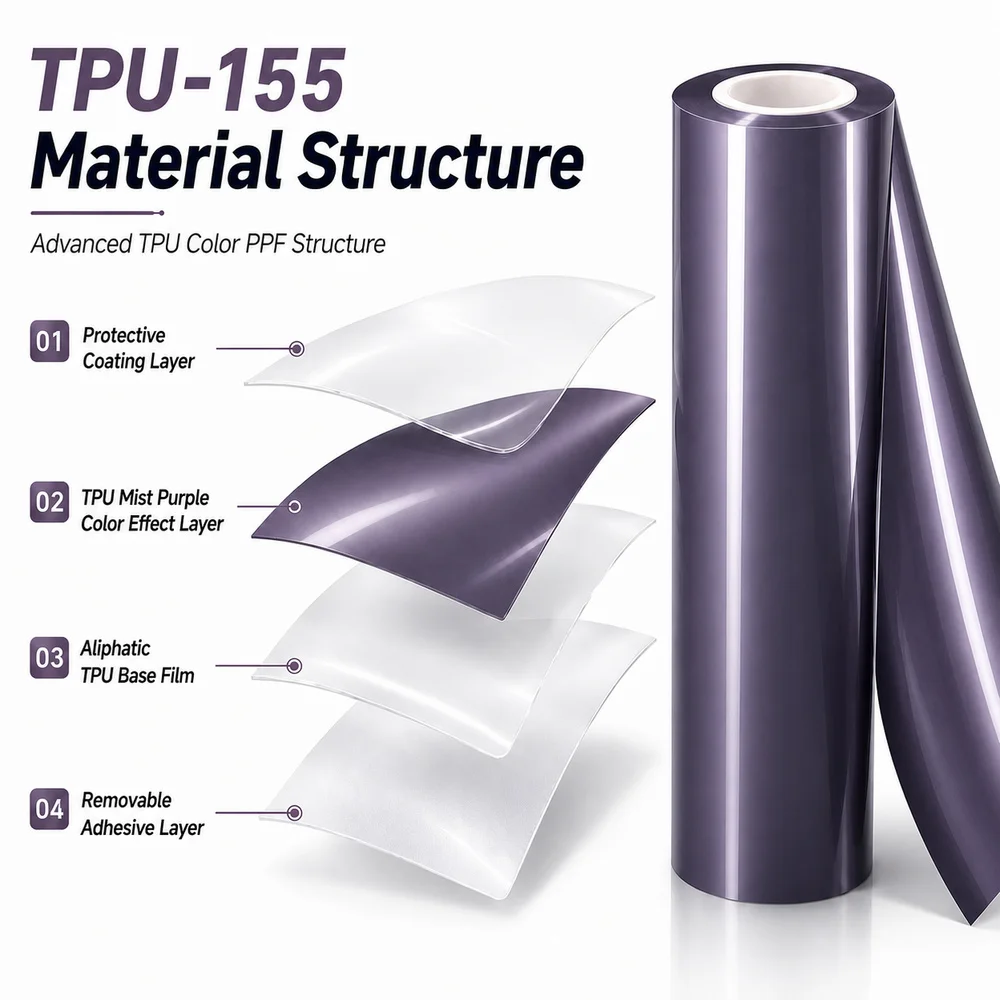 TPU Mist Purple Color PPF Self-healing Durable TPU Film For Car