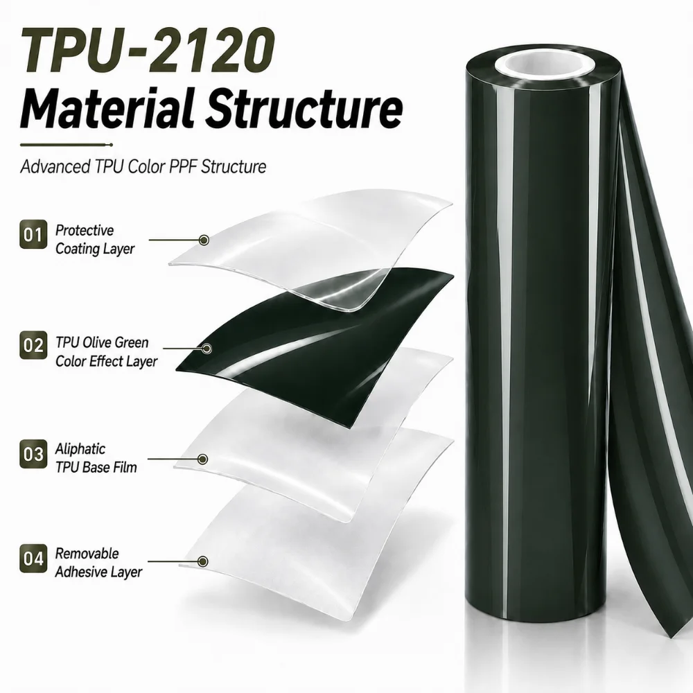 TPU Olive Green Color PPF Car Paint Protective Film