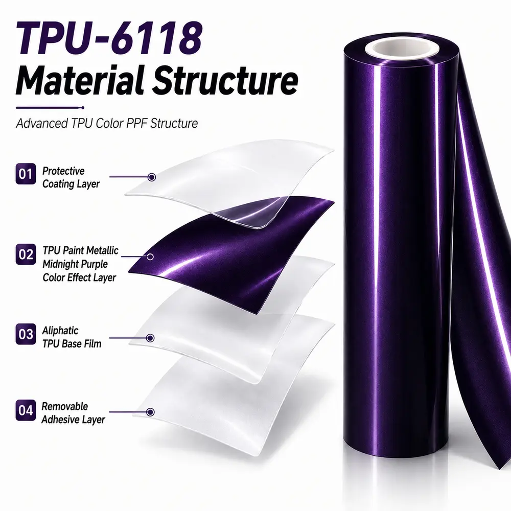TPU Paint Metallic Midnight Purple Color PPF
