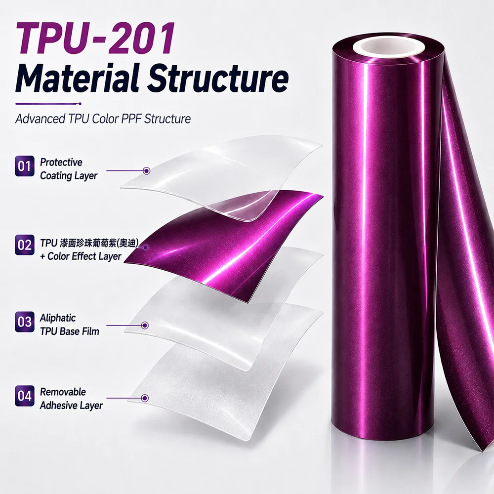 TPU Paint Pearl Grape Purple Color PPF Car Paint Protective Film
