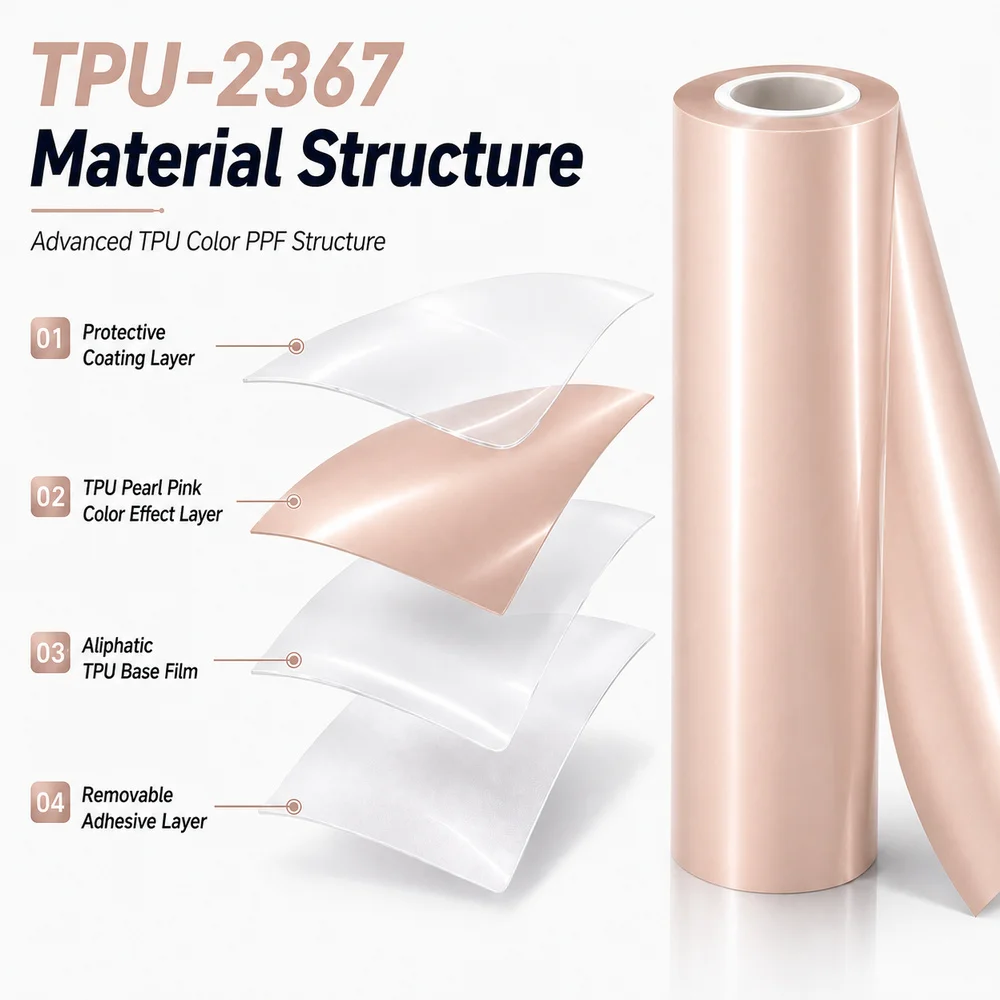 TPU Pearl Pink Color PPF Car Protective Film