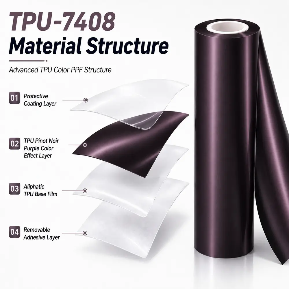 TPU Pinot Noir Purple Color PPF Car Paint Protective Film