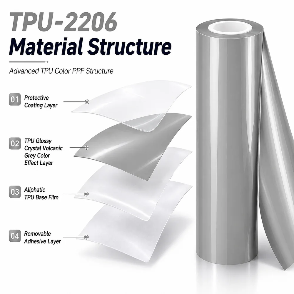 TPU Porsche Grey Color PPF Self-adhesive Car Protection Film