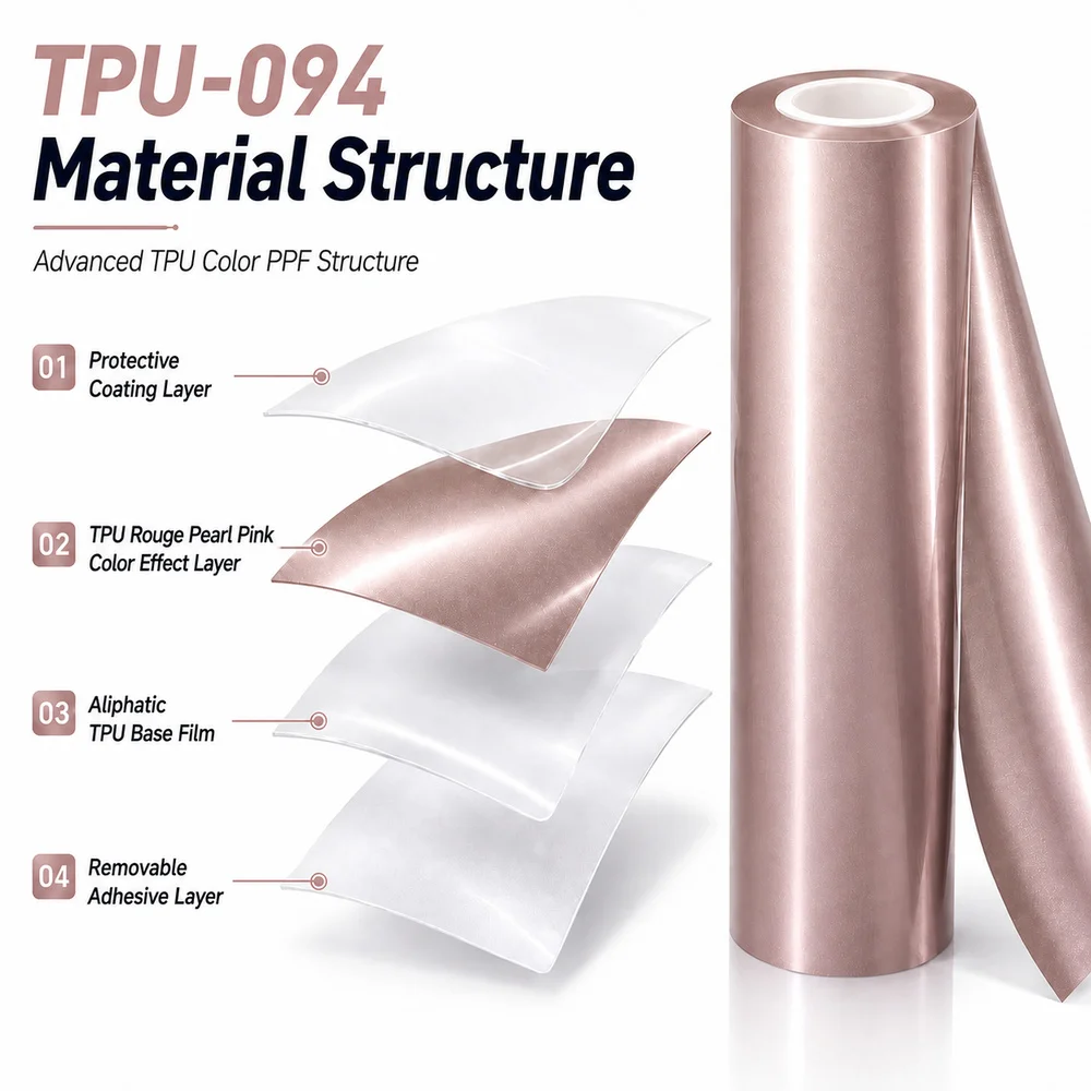 TPU Rouge Pearl Pink Color PPF Car Protective Film