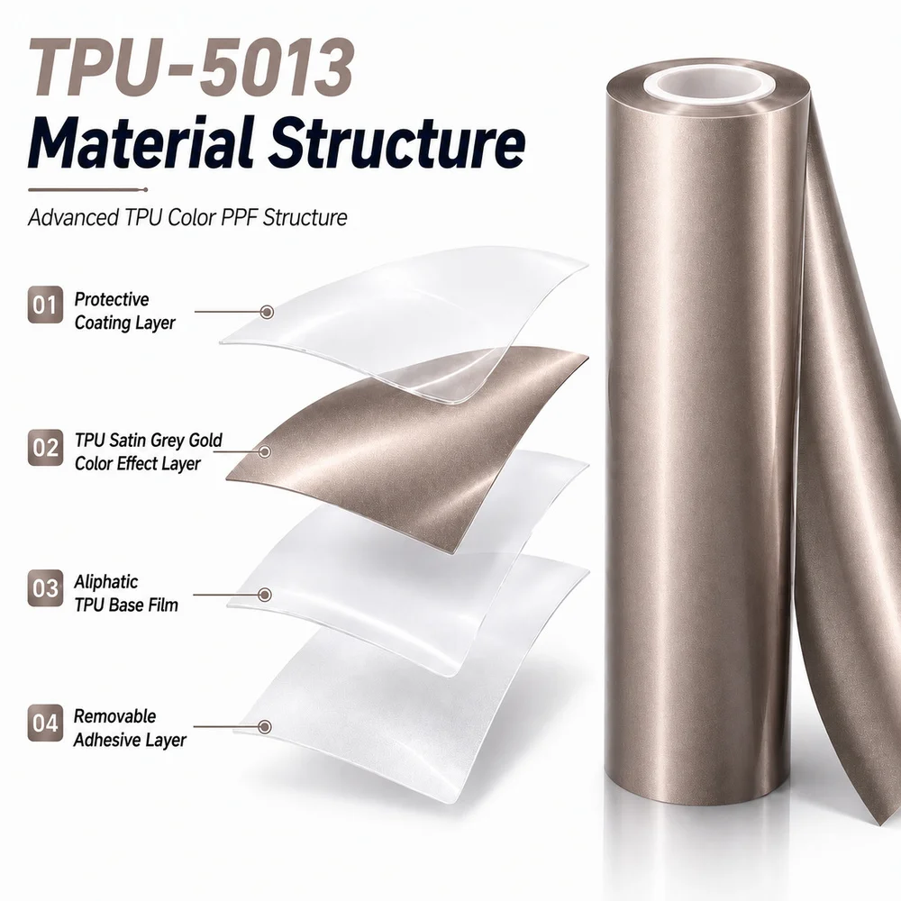 TPU Satin Grey Gold Color PPF Car Paint Protective Film