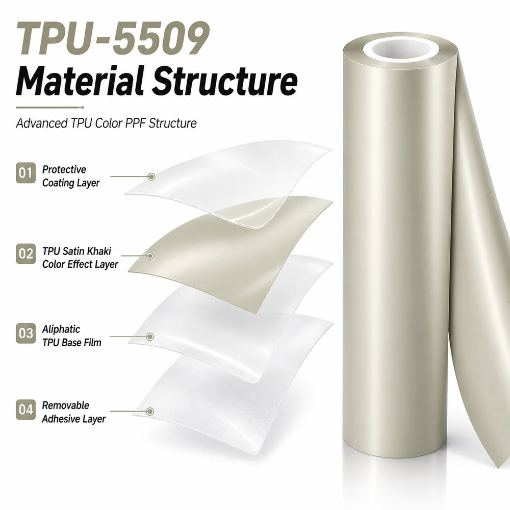 TPU Satin Khaki Color PPF Car Paint Protective Film