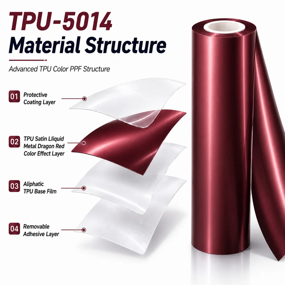 TPU Satin LIiquid Metal Dragon Red Color PPF Car Body Film