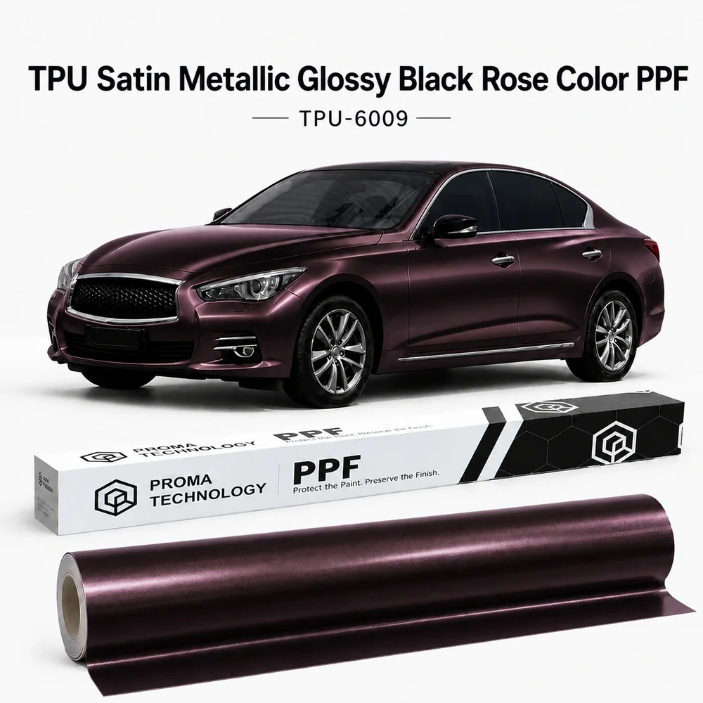 TPU Satin Metallic Glossy Black Rose Color PPF-Main image
