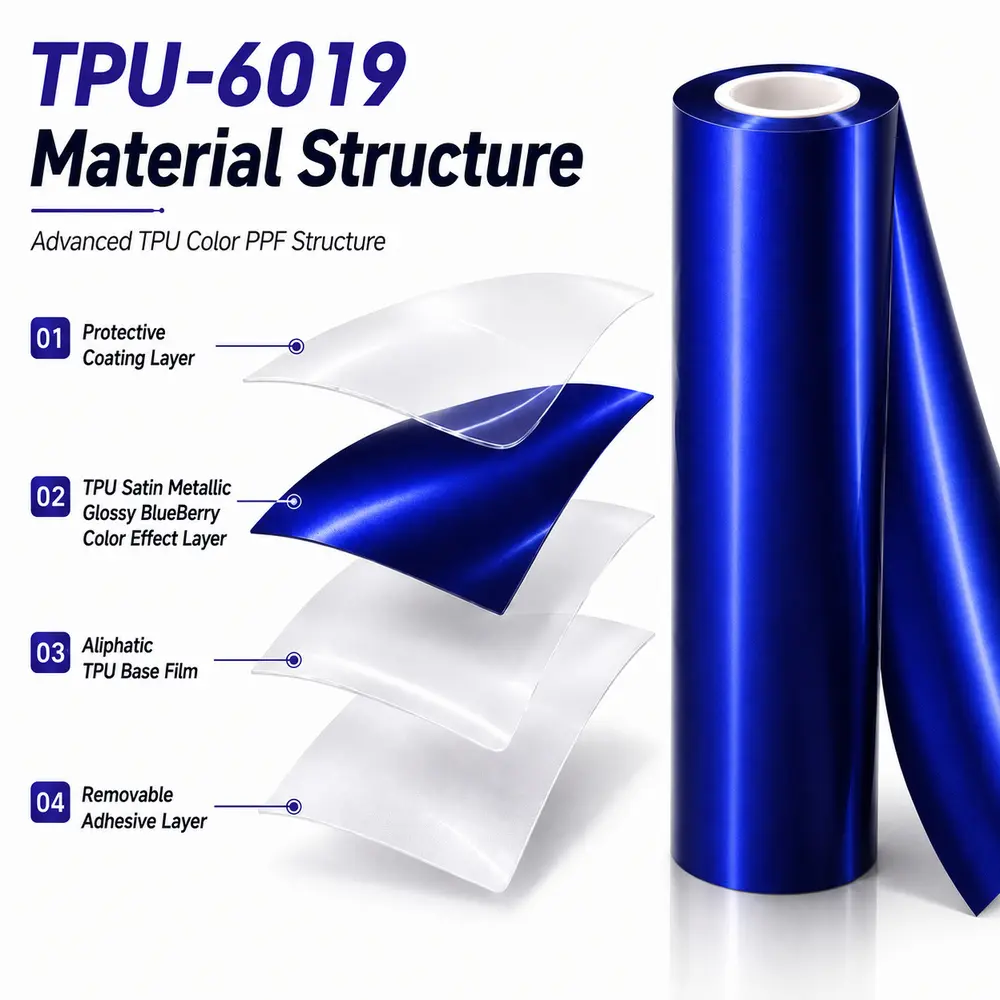 TPU Satin Metallic Glossy BlueBerry Color PPF Paint Protection Film For Car