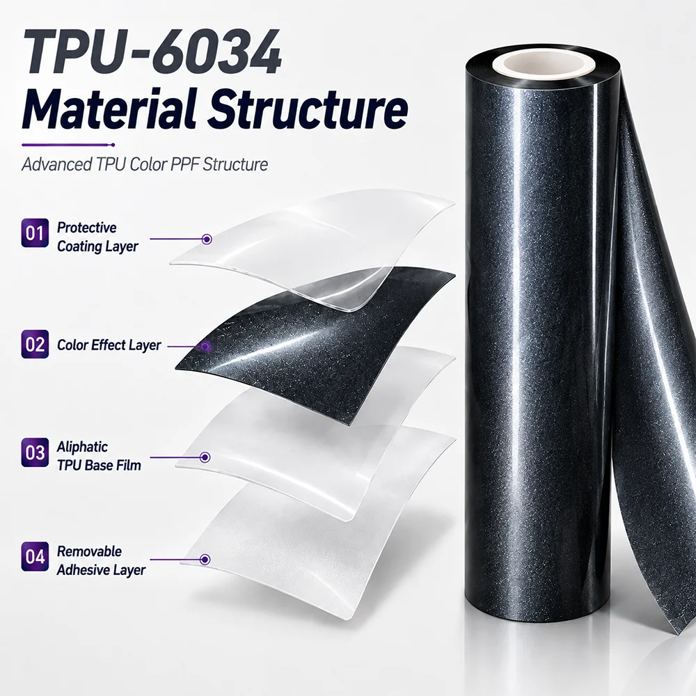 TPU Satin Metallic Glossy Coal Grey Color PPF Paint Protection Film