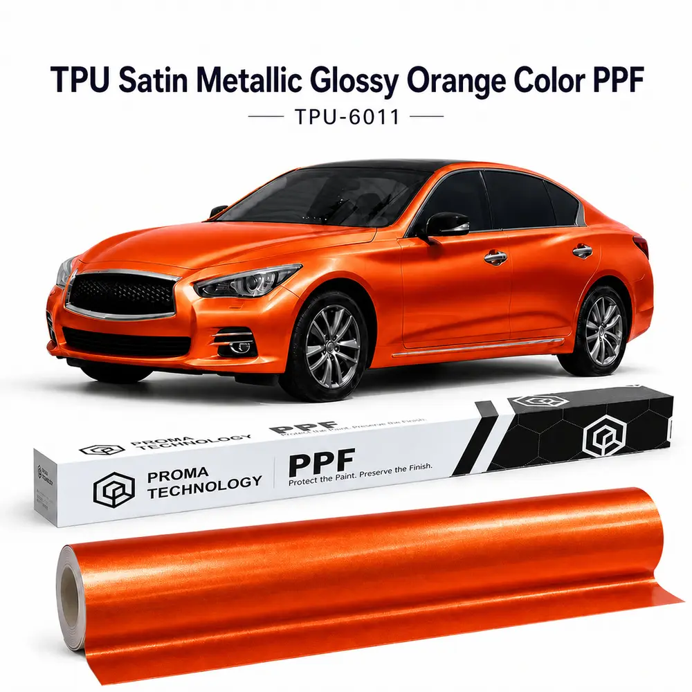 TPU Satin Metallic Glossy Orange Color PPF-Main image