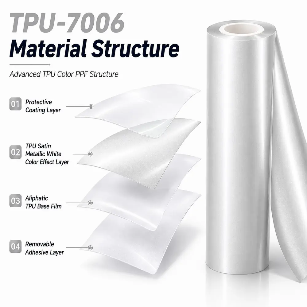 TPU Satin Metallic White Color PPF