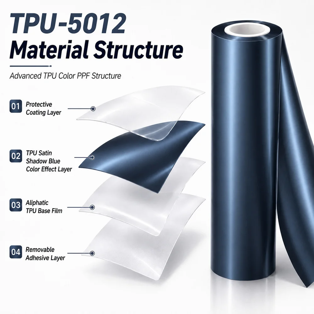 TPU Satin Shadow Blue Color PPF Car Paint Protective Film