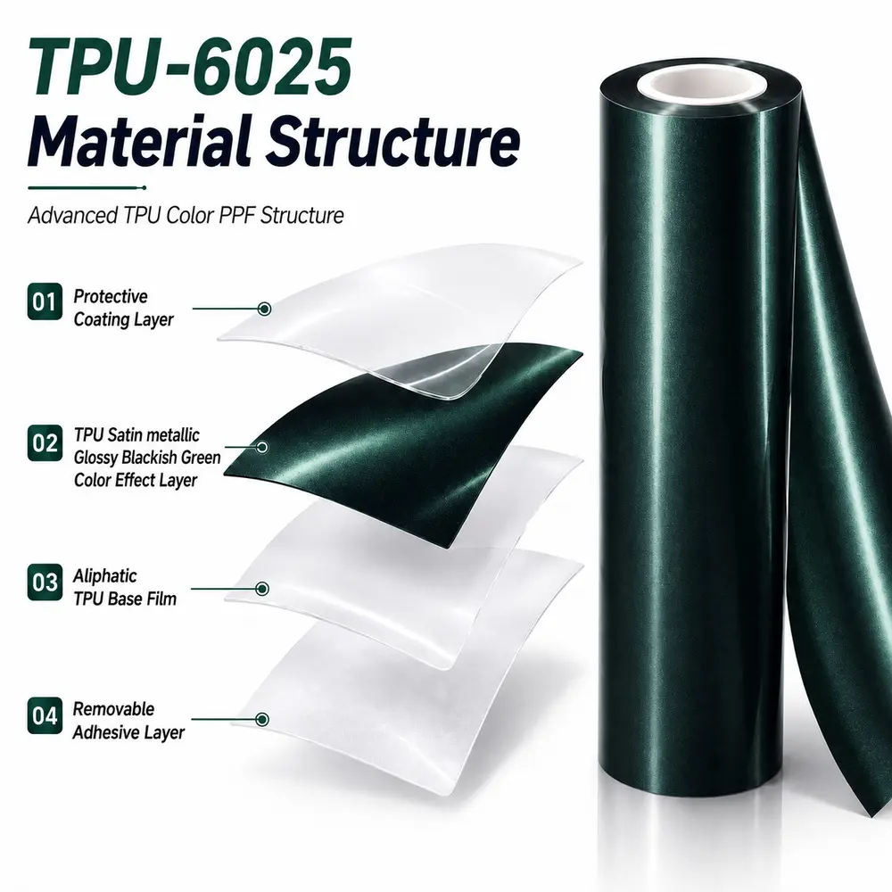 TPU Satin metallic Glossy Blackish Green Color PPF