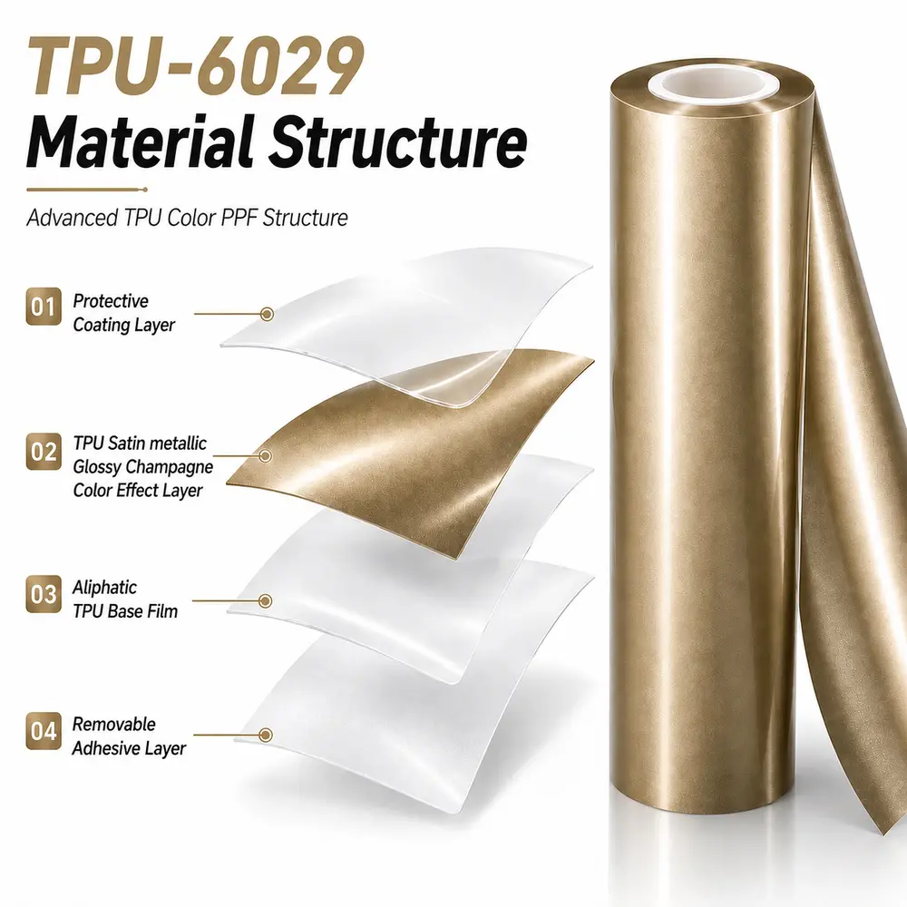 TPU Satin metallic Glossy Champagne Color PPF