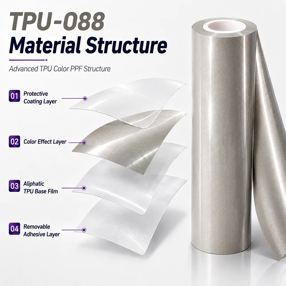 TPU Silver Fox Gray Color PPF Car Paint Protective Film