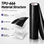 TPU Solid Carbon Fiber Black Color PPF Film For Car