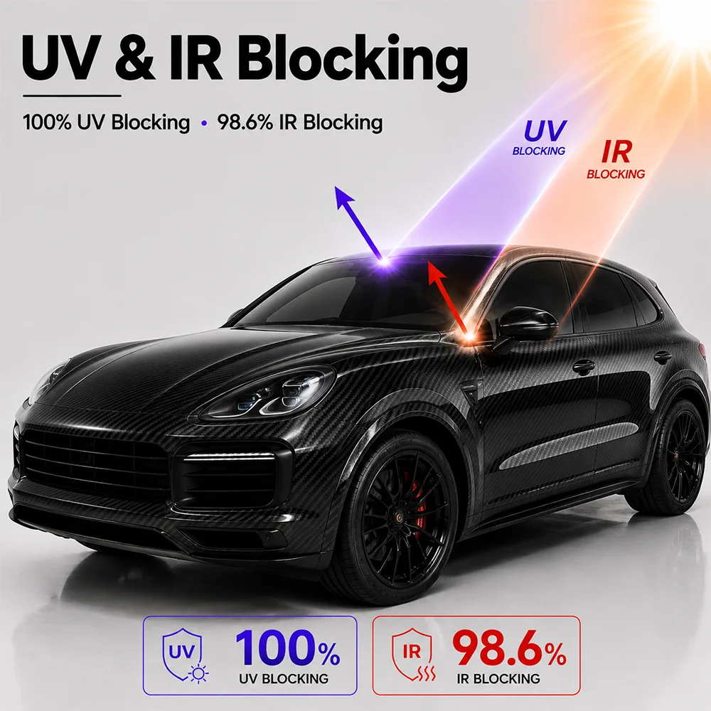 TPU Solid Carbon Fiber Black Color PPF Film For Car