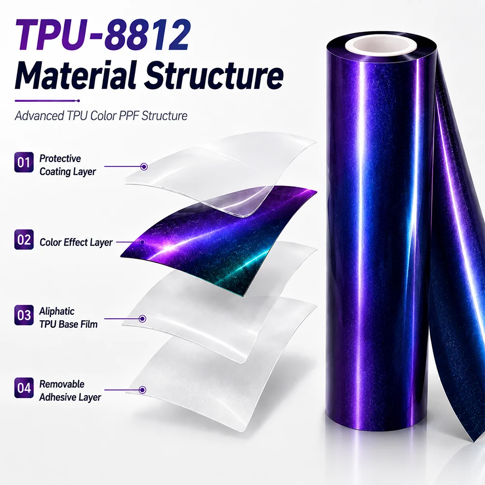 TPU Thunder Lightning Sparkling Chameleon Color PPF Film For Car