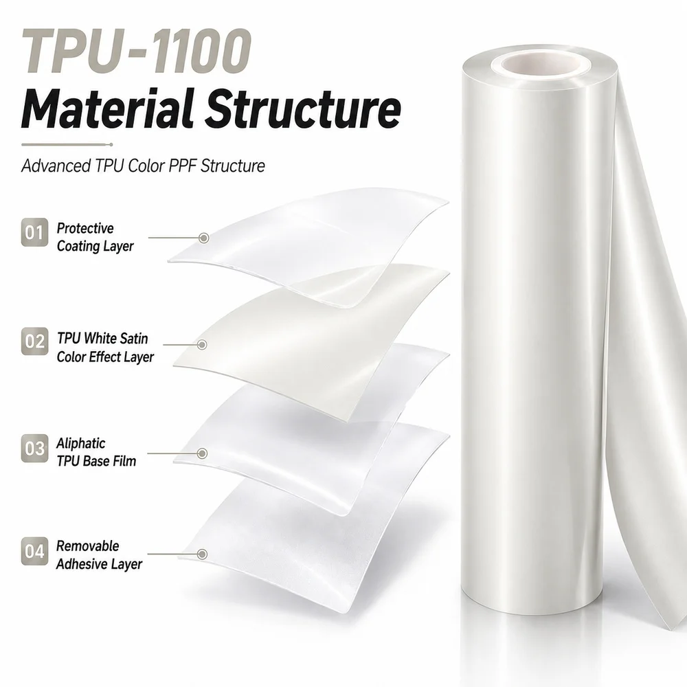 TPU White Satin Color PPF Car Protection Film