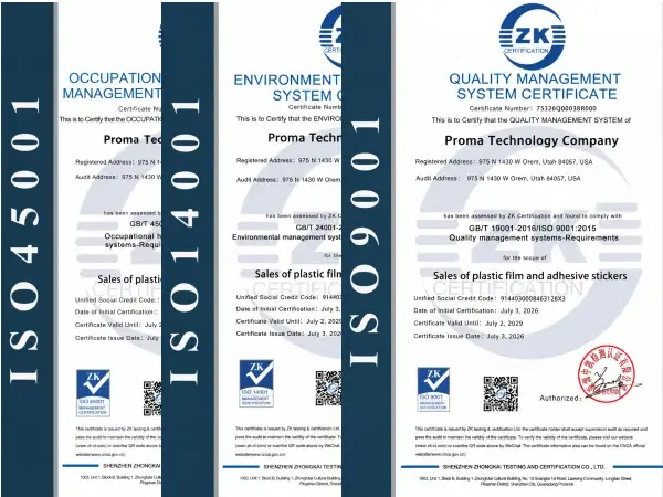 Quality systems certifications including ISO SGS TUV Intertek documentation