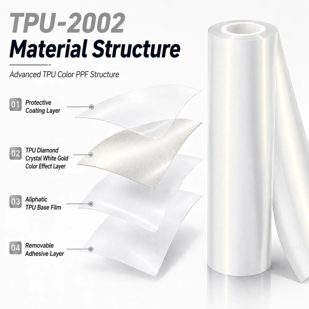 TPU Diamond Crystal White Gold Color PPF