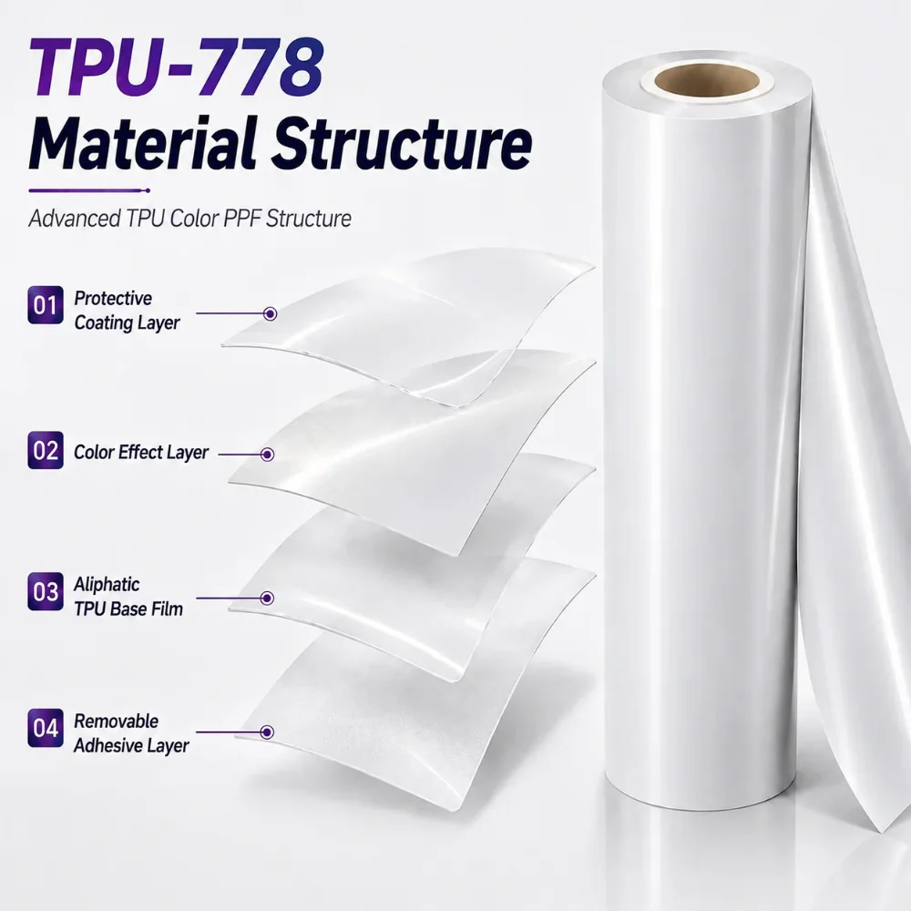 TPU Luminous Blue(Glow in The Dark) Color PPF Film For Car