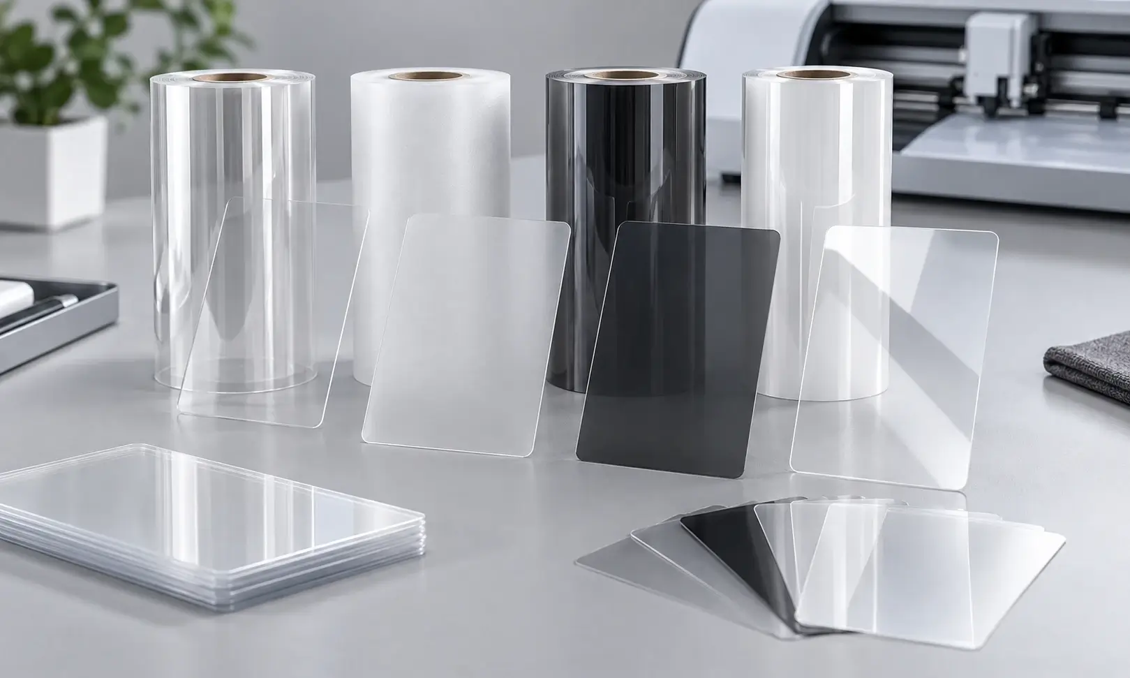 Universal Screen Protector Sheets showing different transparencies, surfaces and flexibility